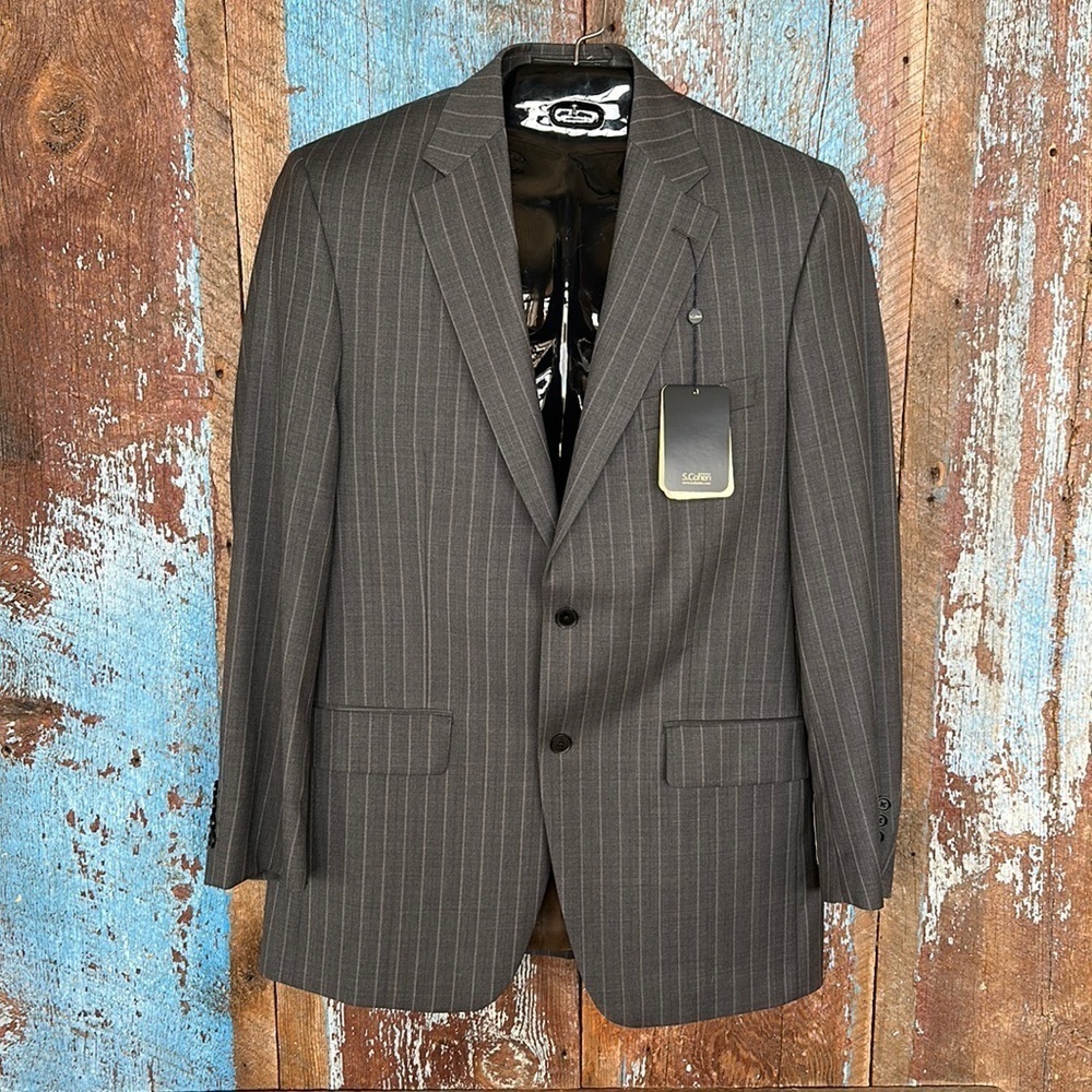S. Cohen Gray Striped Wool Men's Suit Jacket